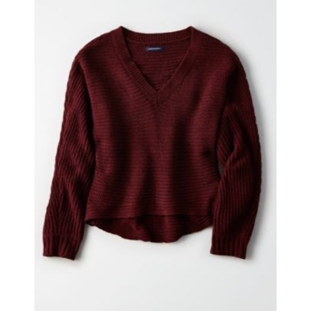 American Eagle - Chenille V-Neck Cropped Sweater